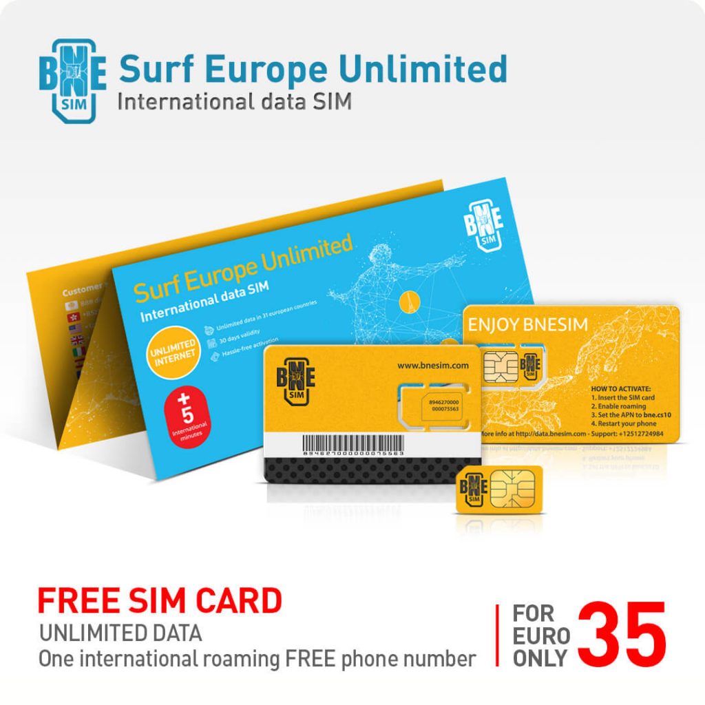 BNESIM Surf Europe Unlimited: Unlimited GB of data in the European Community